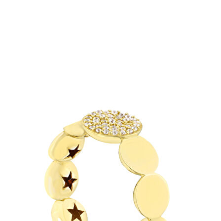 Altın Taşlı Tasarım Yüzük - 14K