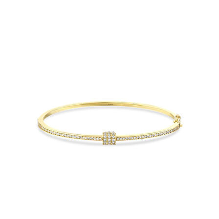 Altın Taşlı Tasarım Kelepçe - 14K