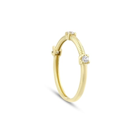 Altın Taşlı Tasarım Yüzük - 14K