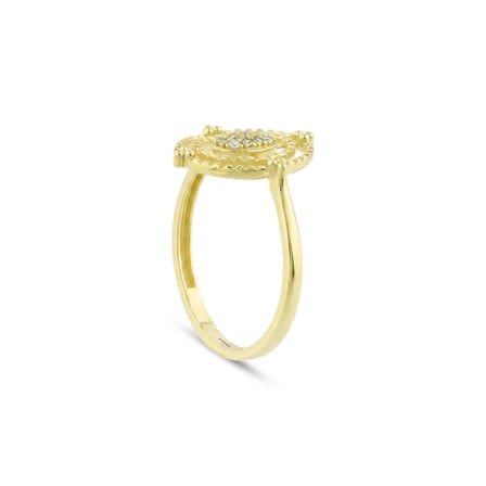 Altın Taşlı Oval Yüzük - 14K