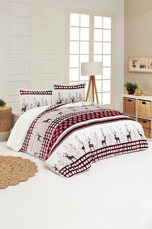 Merinos Comforter Çift Kişilik Yorgan Set Deer Gri