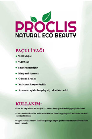 PROCLİS 2 Adet Paçuli Uçucu Yağı %100 Saf 10 ml ( Patchouli Oil )