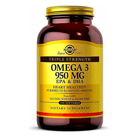 Solgar, Omega-3, Epa & Dha, Triple Strength, 950 Mg, 100 Softgels