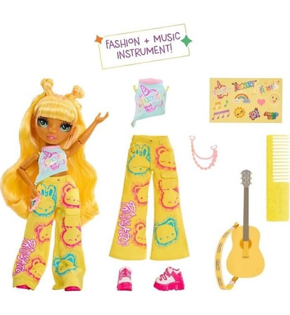 Rainbow High Jr High Rock Grubu Moda Bebek Serisi – Skyler, Sunny, Bella ve Amaya, Müzik Aksesuarlar