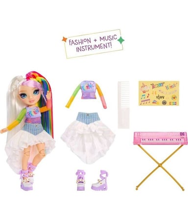 Rainbow High Jr High Rock Grubu Moda Bebek Serisi – Skyler, Sunny, Bella ve Amaya, Müzik Aksesuarlar