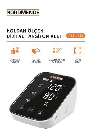 Türkçe Konuşan Şarjlı Dijital Tansiyon Aleti | Büyük Lcd Ekran, Otomatik Kol Tipi, Hafızalı