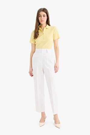Slim Fit Dar Kesim Fitilli Kaşkorse Kısa Kollu Polo Tişört