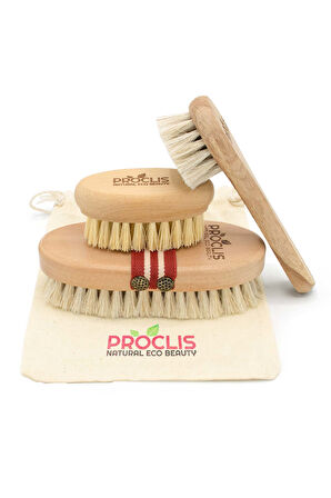 3' Lü Set Doğal At Kılı Selülit Fırçası + Yüz Fırçası + Tırnak Fırçası