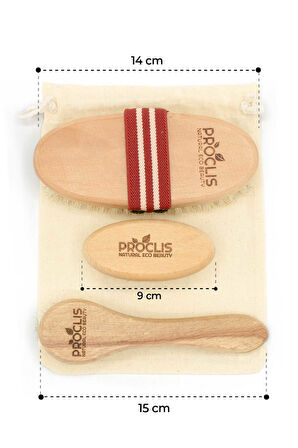 3' Lü Set Doğal At Kılı Selülit Fırçası + Yüz Fırçası + Tırnak Fırçası