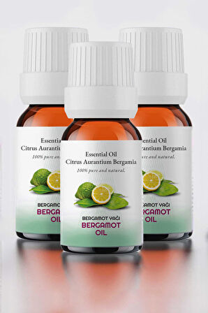 PROCLİS 3 Adet %100 Doğal Bergamot Yağı / Bergamot Oil, Cam Şişe 10 ml