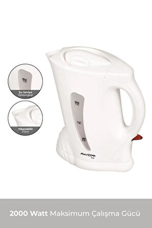 AWOX Nova Kettle Beyaz, 2000 W 1.7 Lt Su Isıtıcısı