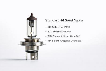 Inwells H4 12V 60/55W Standart Oto Ampulü - Uzun ve Kısa Far Ampülü - 1 Adet