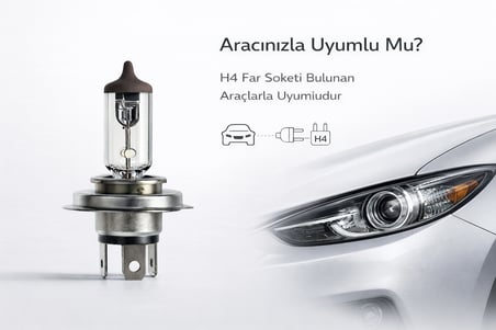 Inwells H4 12V 60/55W Standart Oto Ampulü - Uzun ve Kısa Far Ampülü - 1 Adet