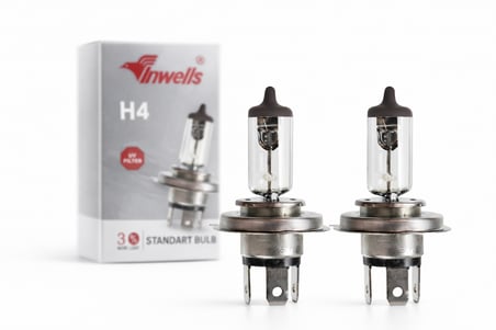 Inwells H4 12V 60/55W Standart Oto Ampulü - Uzun ve Kısa Far Lambası - 2 Adet
