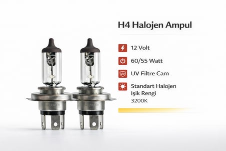 Inwells H4 12V 60/55W Standart Oto Ampulü - Uzun ve Kısa Far Lambası - 2 Adet