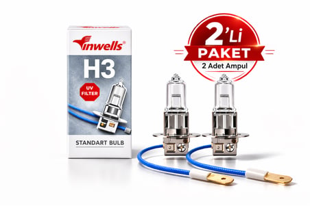 Inwells H3 12V 55W Standart Oto Ampulü - Sis ve Far Lambası - 2 Adet