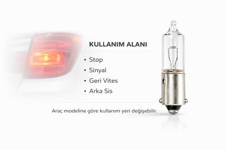 Inwells H21W 12V 21W Standart Oto Ampulü - Sinyal, Geri Vites, Stop Lambası - 1 Adet