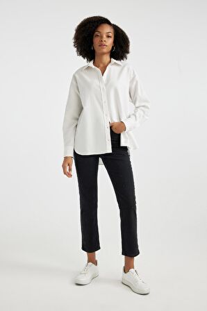 DeFacto Oversize Geniş Kalıp Oxford Uzun Kollu Gömlek V2439AZ24SPWT32
