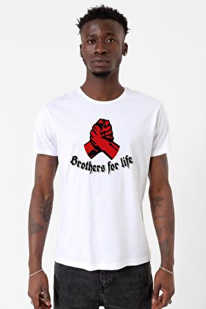 Brothers For Life Beyaz Erkek Bisikletyaka Tshirt