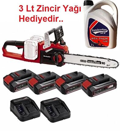 Einhell GE-LC 36/35 Akülü Testere 18V 4 x 2.5 Ah +2 Şarj Cihazi + 3 Lt Yağ