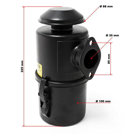 Dizel Motor Yağlı Hava Filitresi Büyük Hazneli 2 Delikli 7-10 Hp
