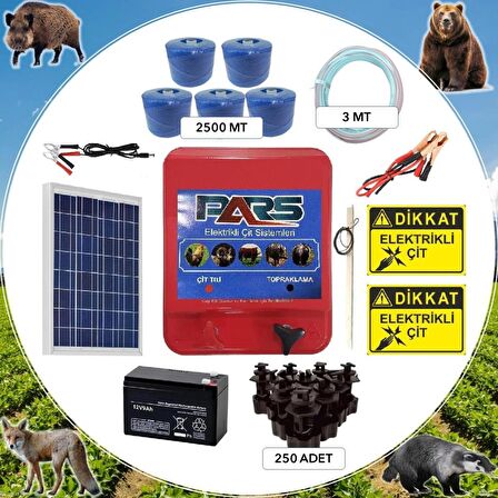 Pars Elektrikli Çit Ayı-Domuz Kovucu Eco Set 2500 (Demir Direk İzolatörlü)