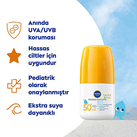 Nivea Sun Kids Spf50+ Hassas Koruma Güneş Koruyucu Roll-on 50 ml