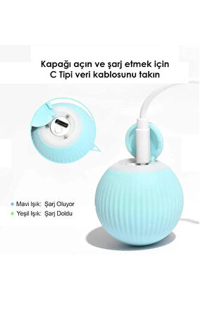 Akıllı Kedi Topu, Kendinden Hareketli Kedi Oyuncağı, Interaktif Kedi Köpek Topu, Kedi Topu