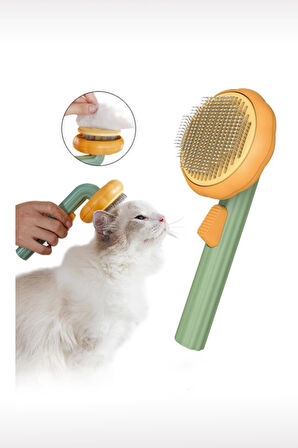 Balkabağı Tasarımlı Otomatik Temizlenen Tuşlu Evcil Hayvan Fırçası Kedi Köpek Tüy Toplayıcı Tarak