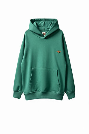 Kapüşonlu ve Kanguru Cepli Yeşil Renk Erkek Çocuk Eşofman Takım