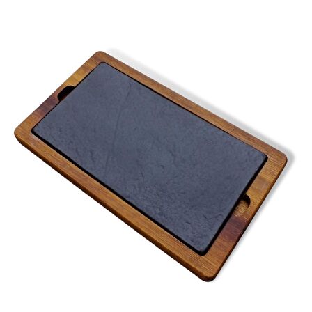 Glaze Mud Ahşap Altlıklı Porselen Orta Boy Tabak