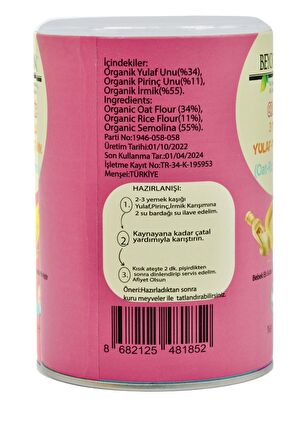 Bebek Ek Gıdası Organik 3 Tahıllı Yulaf Pirinç İrmik +6ay