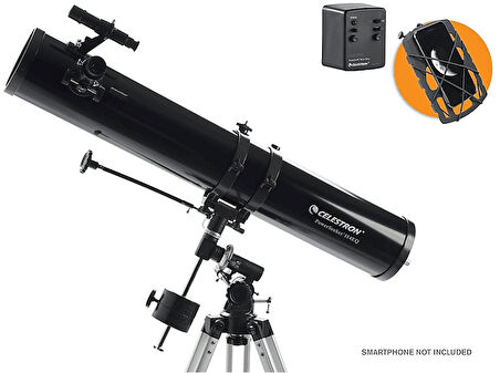 CELESTRON Powerseeker 114 EQ Ay Takip Motoru ve Telefon Adaptör Hediyeli Teleskop Siyah