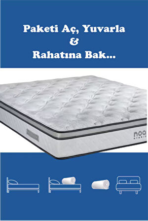 Noa Yatak  PERFECTO ViscoJel Teknolojili Antistatik Örme Kumaşlı Ultra Ortopedik Omurga Dostu Paket Yaylı Yatak 90x200