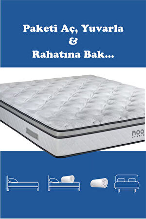 Noa Yatak  PERFECTO ViscoJel Teknolojili Antistatik Örme Kumaşlı Ultra Ortopedik Omurga Dostu Paket Yaylı Yatak 150x200