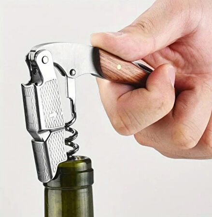 Tirbuşon Ahşap Saplı Paslanmaz Çelik