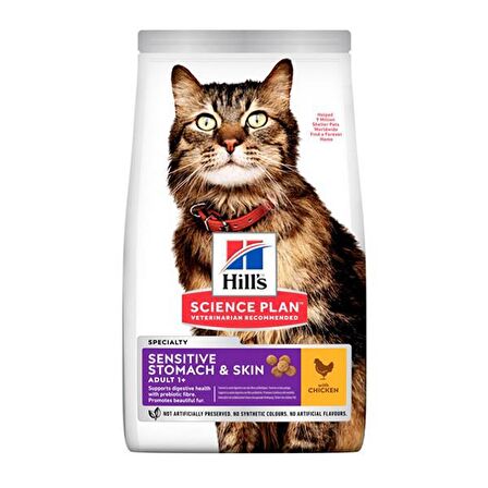 Hill's Adult Sensitive Stomach Skin Tavuklu Yetişkin Kedi Maması 1,5Kg