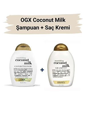 OGX Coconut Milk (Nemlendirmeye, Güç ve Esneklik kazandırır) Sülfatsız Saç Kremi+Şampuan