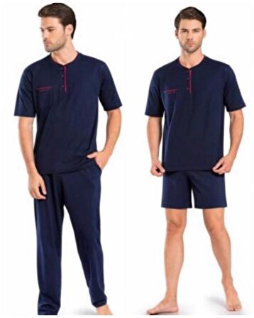 Pierre Cardin 5370 Lacivert 3 Lü Pijama Şort Damat Pijama  Takım