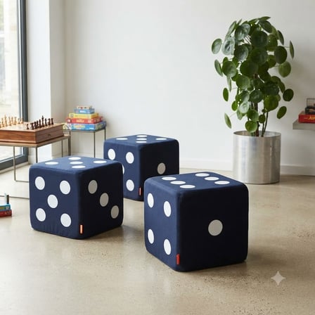 Missidea Minderkit Zar Tasarımlı Puf Lacivert 33x33 cm Blok Sünger