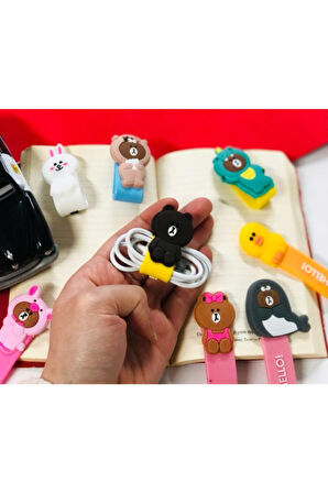 Sevimli Silikon Kablo Sarma Aparatı 4'lü Set Kablo Toparlayıcı