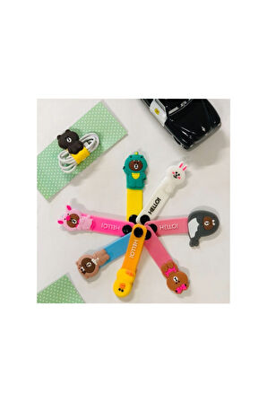 Sevimli Silikon Kablo Sarma Aparatı 4'lü Set Kablo Toparlayıcı