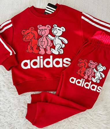 Cg Kids 3 Ayı Baskı Yanlar Şeritli Erkek&kız Çocuk Eşofman Takım