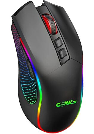 Claw's Crossfire Air V1 Kablosuz 10000 Dpi Pixart PMW3325 Sensör Makro Yazılımlı Chromatic RGB Kablosuz Gaming Mouse - Siyah (2.4G + BT + Type-C Tri Mod)