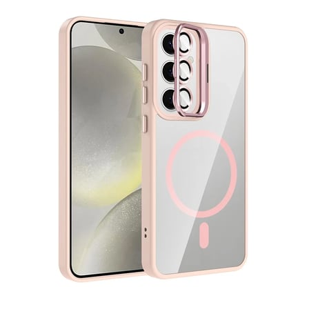 Joko Samsung Galaxy S24 FE Remim Lensli Magsafe Standlı Kapak - Pembe