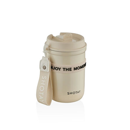 Shotay Strow Coffe Çelik Mug.410 Ml. Beyaz SHT-ST-8136