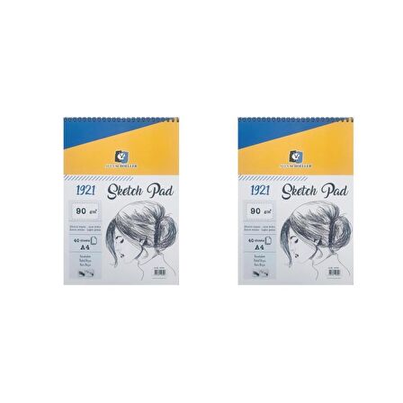 Alex Schoeller Eskiz A4 90 gr Spiralli 40 Yaprak Defter ALX-0526 2'li