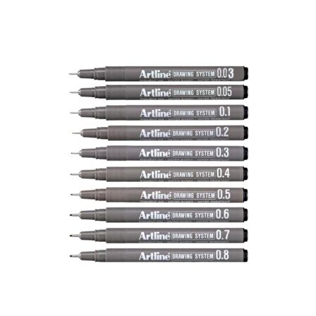 Artline Teknik Çizim Kalemi Siyah 10'lu 