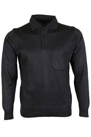 Erkek Füme Kazak Polo Yaka Yünlü Klasik Normal Kesim RAR00646 Füme-L
