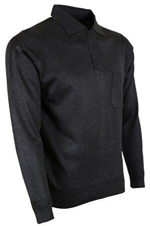 Erkek Füme Kazak Polo Yaka Yünlü Klasik Normal Kesim RAR00646 Füme-L